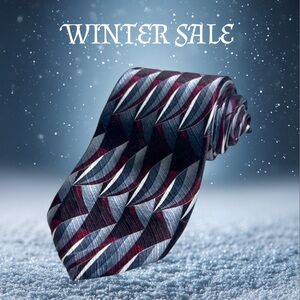 MEN'S NECKTIE - BIELLA { TOTAL LENGHT: 59 " } MAROON & SILVER